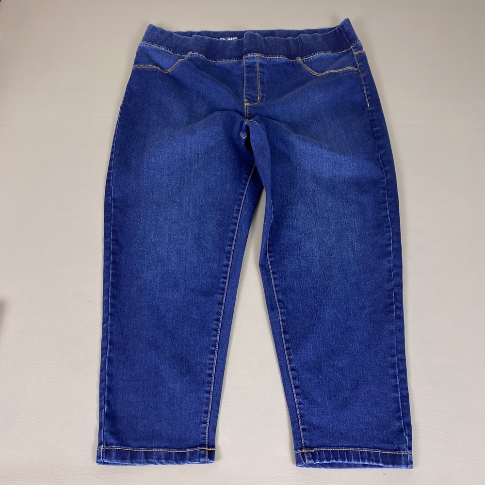 Avenue Pull On Jeans Womens Size 22PT Petite Cropped Blue Dark Wash Stretch